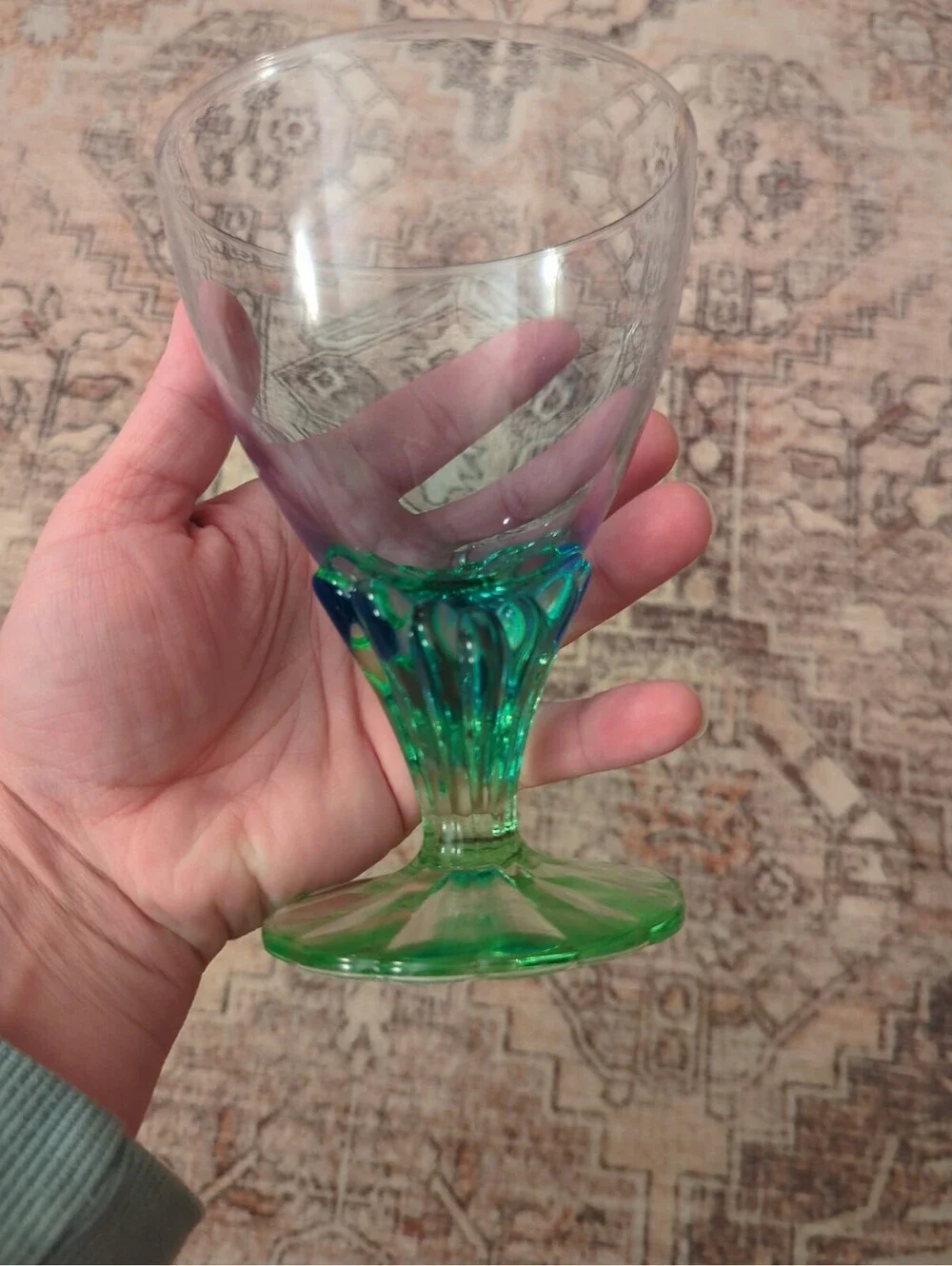Bormioli Rocco Bahia Blue Green Footed Iced Tea /Water Goblet 7.5” Made In Italy